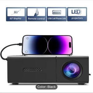 Black LED Projector with Remote Control